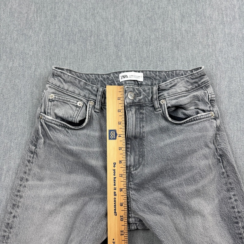 Zara Jeans Womens 4 Fit 26X32 Gray Washed Slim Straight Denim Casual‎ Mid Rise - Picture 6 of 12
